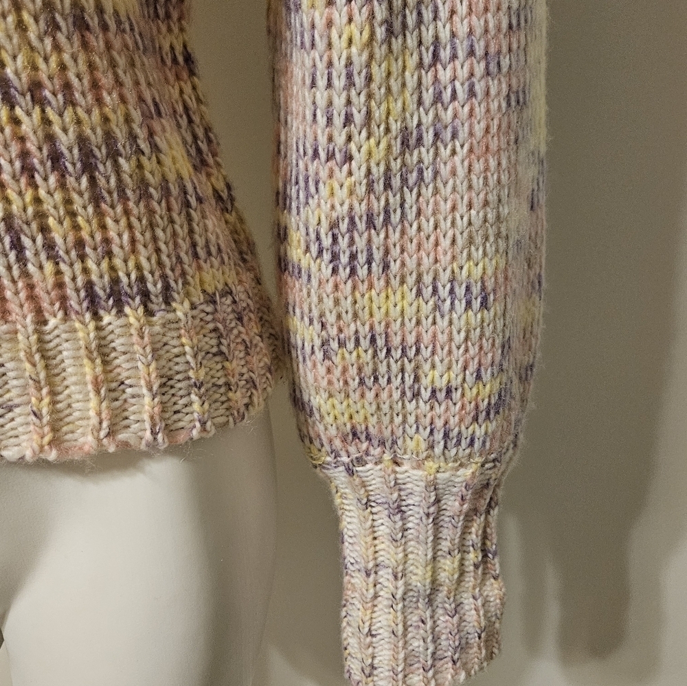 All in Favor Pink and Yellow Cowl Neck Sweater with Chunky Knit - Picture 10 of 10